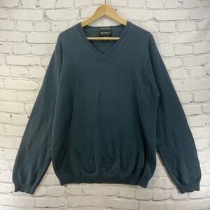 Eddie Bauer Sweater Mens Sz L Tall Navy Blue Warm‎